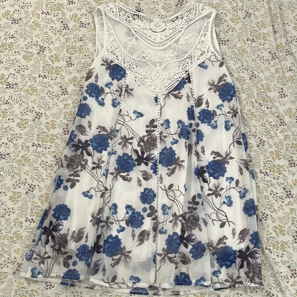 Blue Floral Lacy Dress